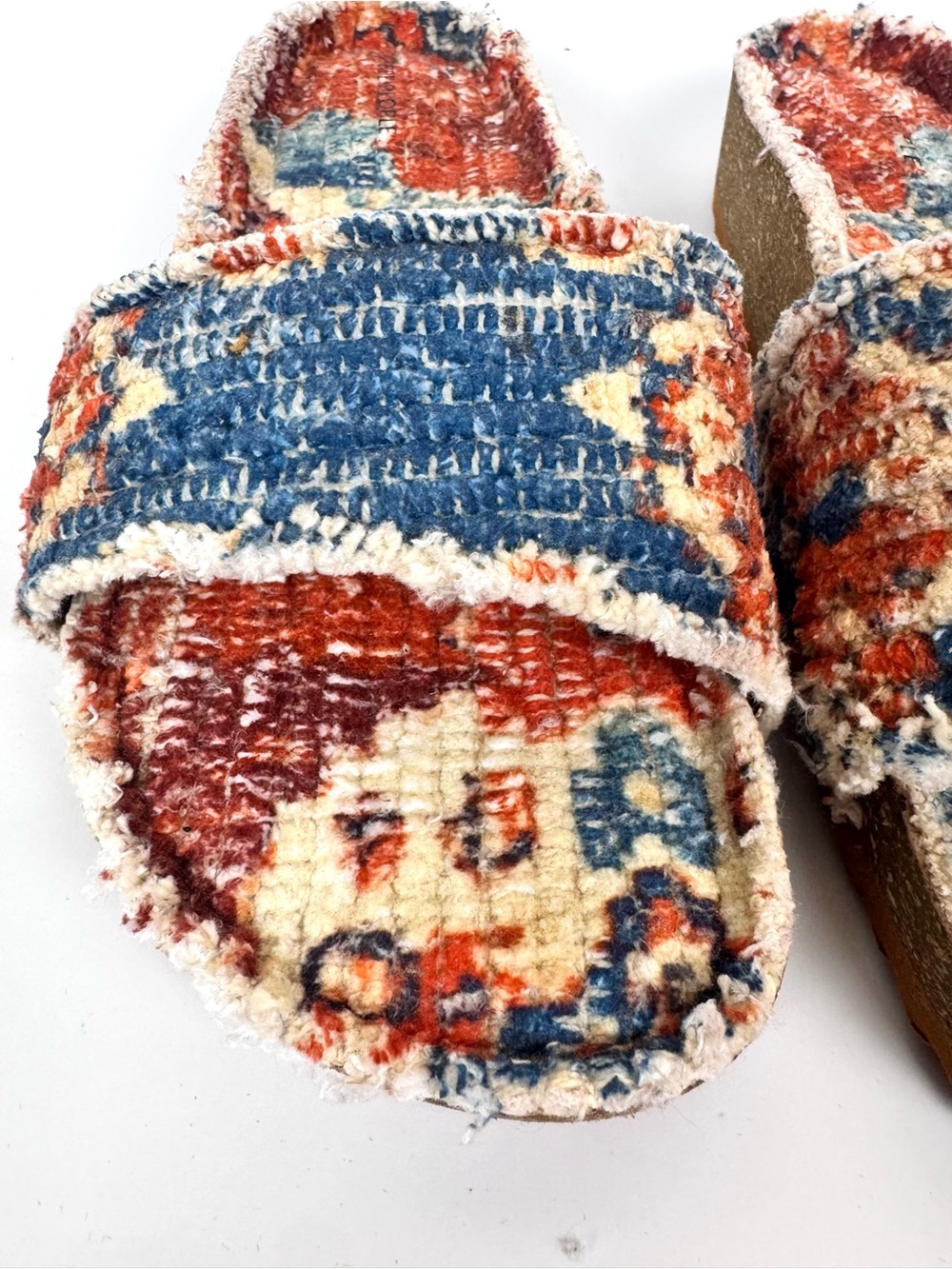 Free People Woven Wonders Footbed Sandals Navy Rust Combo Size 7 - Picture 12 of 17